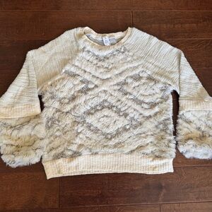 Anthropologie Cozy Cream and Gray Sweater by Amadi